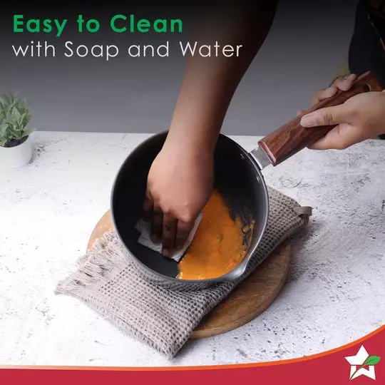 Wonderchef Ebony Sauce Pan 16 cm 2 L Aluminium Non-Stick Brown & Black, 63152546