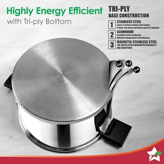 Wonderchef Click & Cook 1 & 3 L Casserole Set with Glass Lid Stainless Steel Chrome, 63154976 (4 Pcs Set)