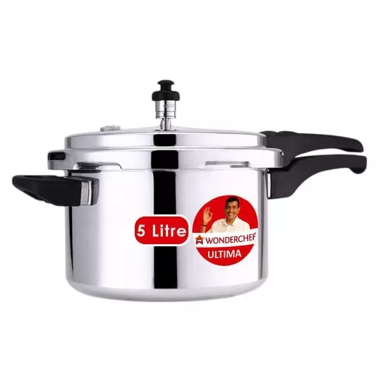 Wonderchef Ultima 5 L Pressure Cooker with Outer Lid Aluminium Silver ISI Certified, 63152607