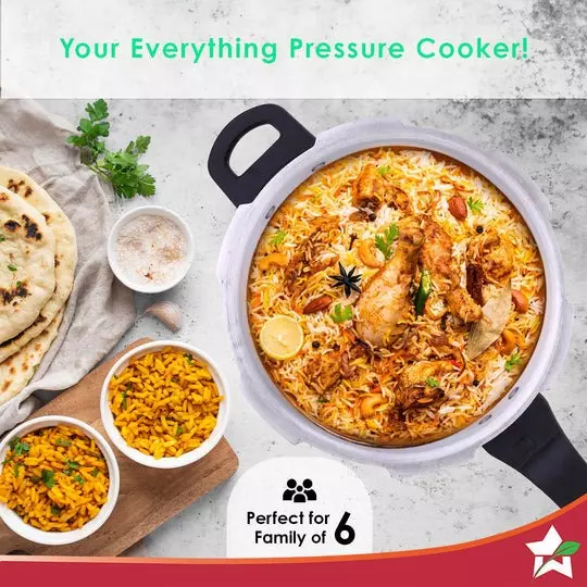 Wonderchef Ultima 5 L Pressure Cooker with Outer Lid Aluminium Silver ISI Certified, 63152607