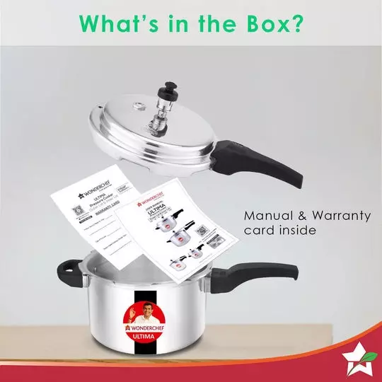 Wonderchef Ultima 5 L Pressure Cooker with Outer Lid Aluminium Silver ISI Certified, 63152607