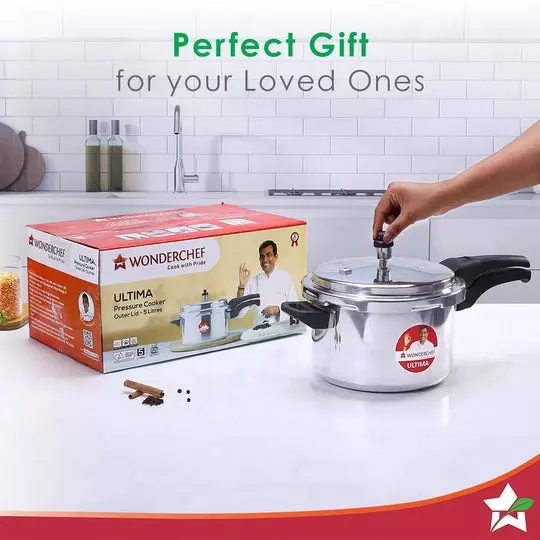 Wonderchef Ultima 5 L Pressure Cooker with Outer Lid Aluminium Silver ISI Certified, 63152607