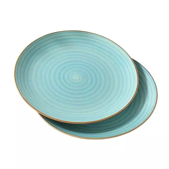 Wonderchef Teramo Dinner Plate Stoneware Blue, 63154699 (2 Pcs Set)