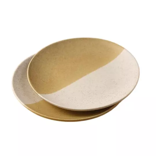 Wonderchef Teramo Dinner Plate 25 cm (10 inch) Stoneware Yellow, 63154654 (2 Pcs Set)