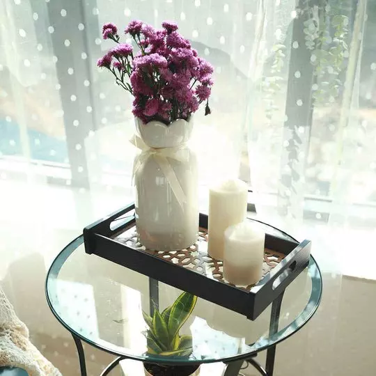 Wonderchef Casablanca Ornamental Tile Glass Tray Engineered Wood Brown 20x36x5 cm Small, 63154050