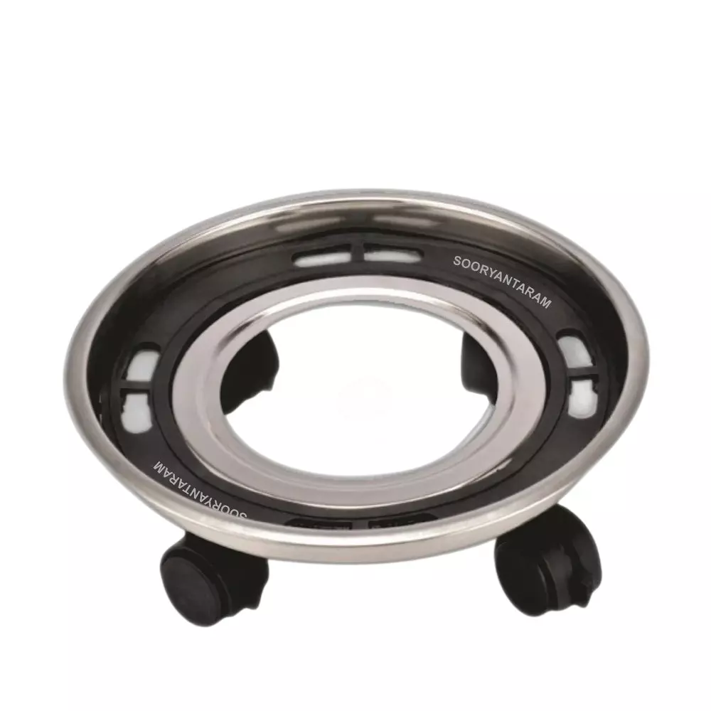 Vansh Homes Gas Cylinder Trolley Free Size Heavy-Duty Frame with 4 Replaceable Wheel Stainless Steel Grey, VI-CL-03