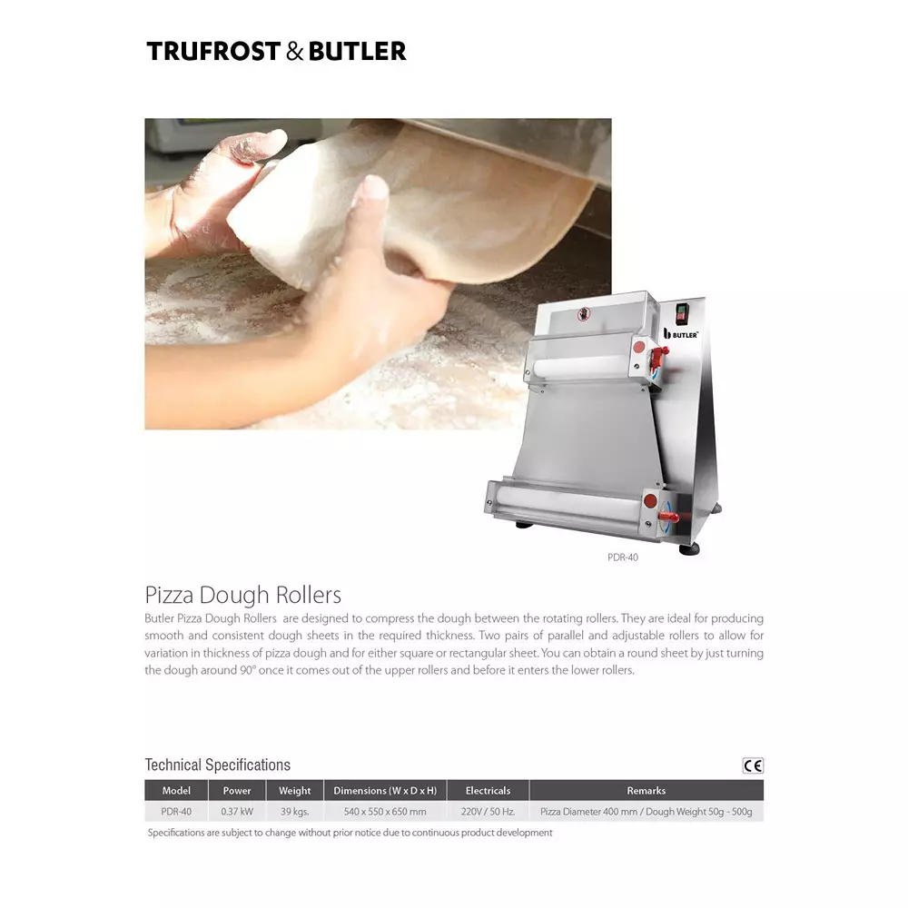 Butler 0.37 kW Pizza Dough Roller, PDR-40