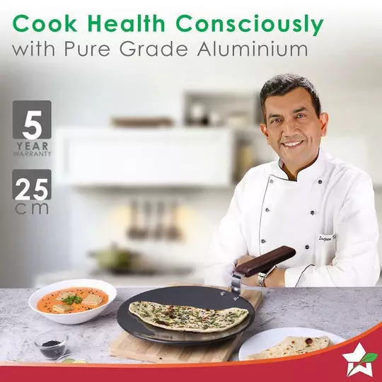 Wonderchef Ebony Roti Tawa 25 cm Aluminium Hard Anodized Black, 63152886