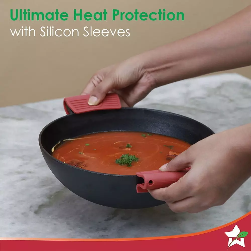 Wonderchef Forza Pre Seasoned Kadhai 24 cm 1.9 L Cast Iron Black, 63153474