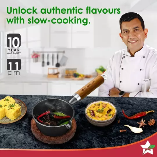 Wonderchef Ferro Tadka Pan 11 cm Cast Iron Chemical-free Black, 63155163