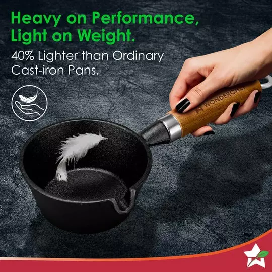 Wonderchef Ferro Tadka Pan 11 cm Cast Iron Chemical-free Black, 63155163