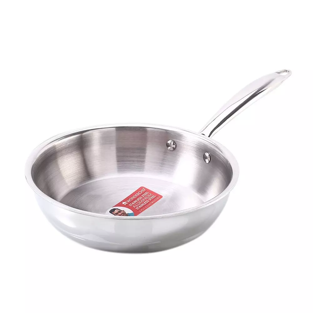 Wonderchef Nigella Fry Pan 22 cm 1.8 L Tri-ply Stainless Steel Chrome, 63154777