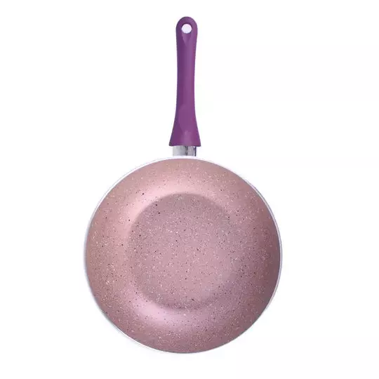 Wonderchef Royal Velvet Wok with Glass Lid 24 cm 2.7 L Virgin Aluminium Non-Stick Purple , 63152742