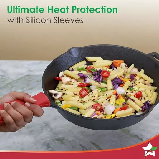 Wonderchef Forza Pre Seasoned Fry Pan 20 cm Cast Iron No Chemical Coating Black, 63153471