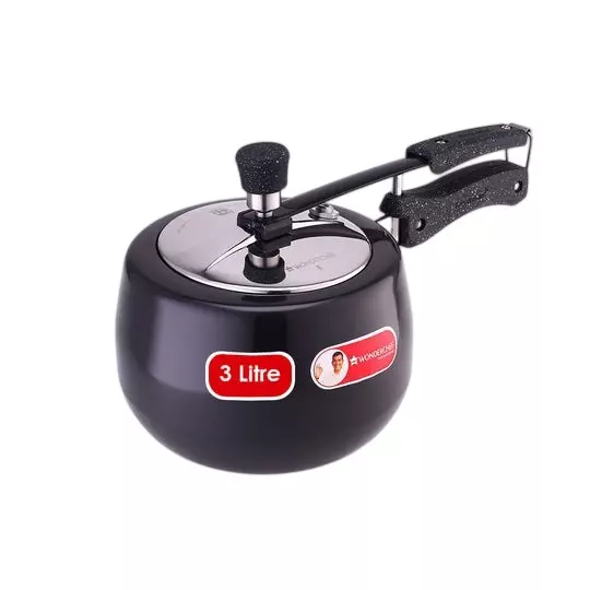 Wonderchef Taurus 3 L Pressure Cooker with Inner Lid Hard Anodized Black & Chrome ISI Certified, 63153209