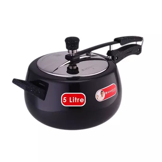 Wonderchef Taurus 5 L Pressure Cooker with Inner Lid Hard Anodized Black & Chrome ISI Certified, 63153211