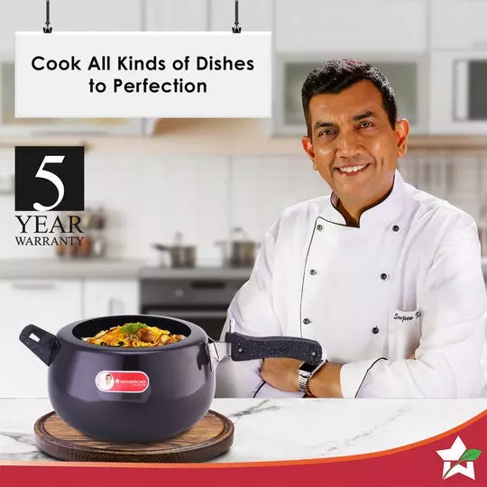 Wonderchef Taurus 5 L Pressure Cooker with Inner Lid Hard Anodized Black & Chrome ISI Certified, 63153211