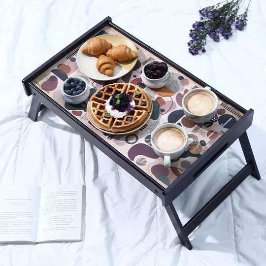 Wonderchef Casablanca Bed Tray Abstract Pattern Engineered Wood Brown Standard, 63154678