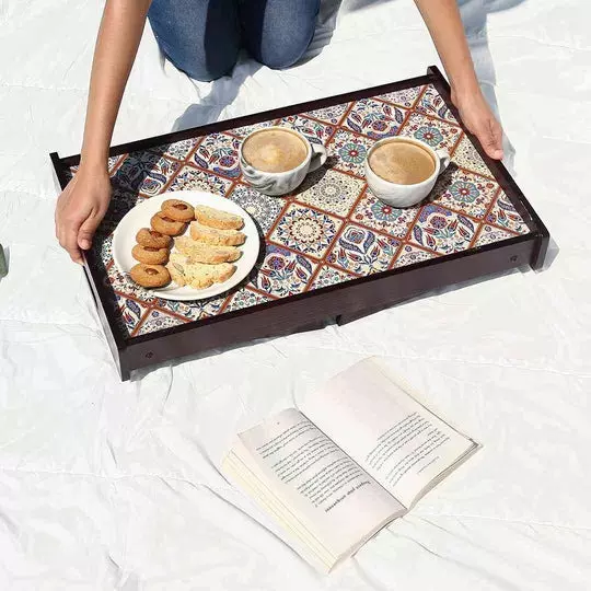 Wonderchef Casablanca Bed Tray Medallion Engineered Wood Brown 36x56x28 cm Standard, 63154061