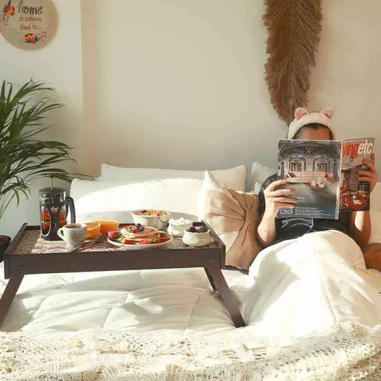 Wonderchef Casablanca Bed Tray Medallion Engineered Wood Brown 36x56x28 cm Standard, 63154061