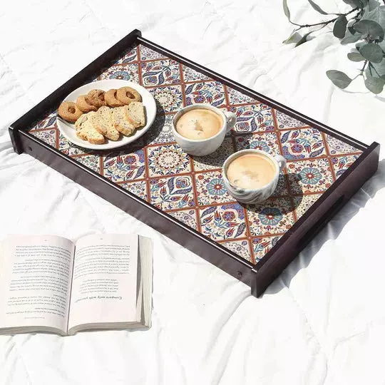 Wonderchef Casablanca Bed Tray Medallion Engineered Wood Brown 36x56x28 cm Standard, 63154061
