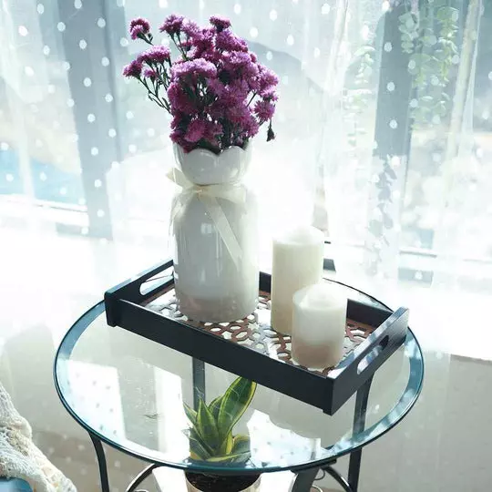 Wonderchef Casablanca Ornamental Tile Glass Tray Engineered Wood Brown 25x41x5 cm Medium, 63154051