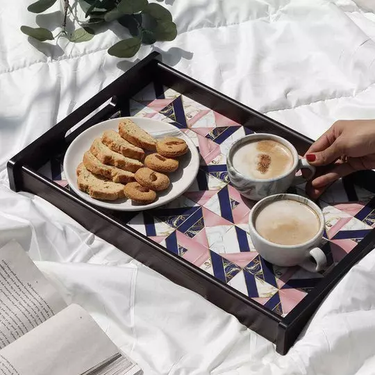 Wonderchef Casablanca Marble Mosaic Tray Engineered Wood Brown 25x41x5 cm Medium, 63154058