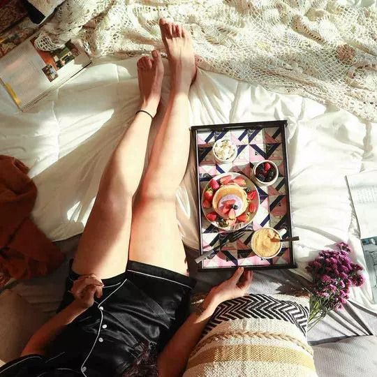 Wonderchef Casablanca Marble Mosaic Tray Engineered Wood Brown 25x41x5 cm Medium, 63154058