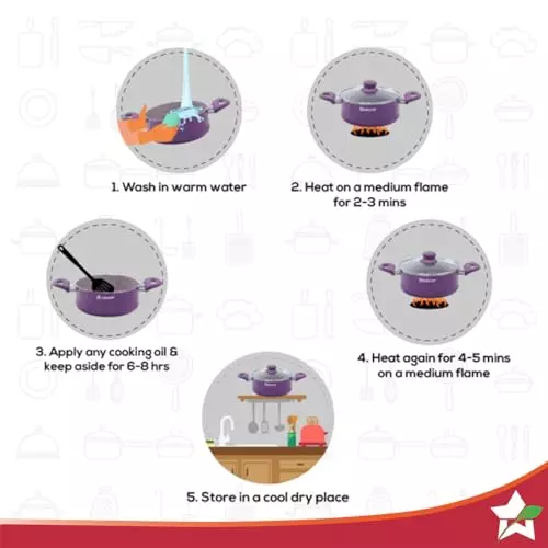 Wonderchef Royal Velvet Casserole with Glass Lid 20 cm 2.5 L Non Stick Virgin Aluminium Purple, 63152349