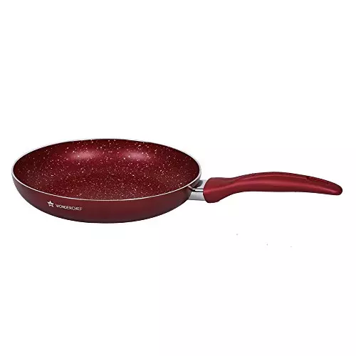 Wonderchef Garnet Dosa Tawa, Fry Pan & Kadhai with Glass Lid Non Stick Virgin Aluminium Red, 63152408 (4 Pcs Set)
