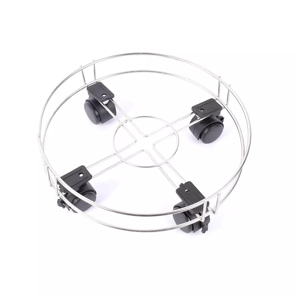 Vansh Homes Gas Cylinder Trolley Free Size Heavy-Duty Frame with 4 Smooth Rolling Wheels Stainless Steel Silver, VI-CL-04