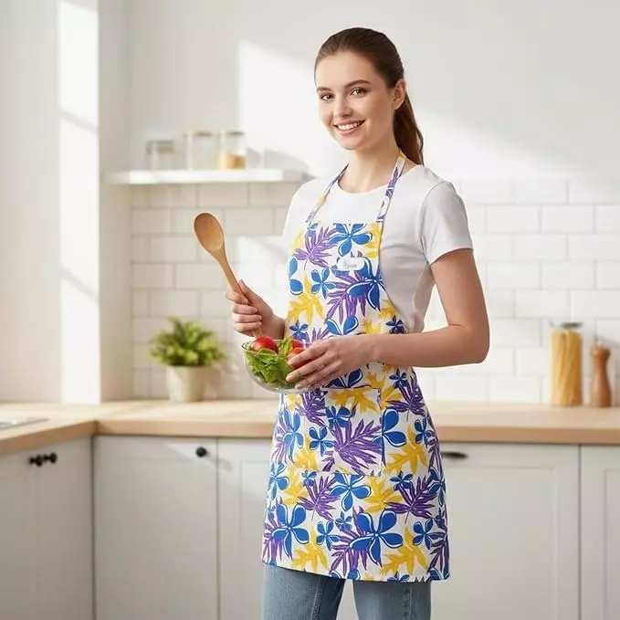 vansh-homes-cotton-water-resistant-apron-silver-gas-trolley-gas-lighter-premium-kitchen-combo