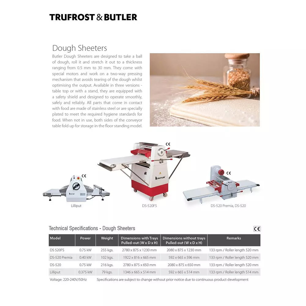 Butler 0.75 kW Dough Sheeter, DS-520