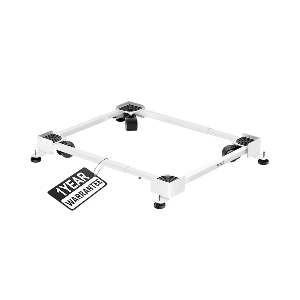 FEDUS Washing Machine Stand Trolley with Wheels 225 Kg Load Capacity MS Steel Frame White