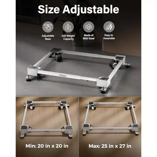 FEDUS Washing Machine Stand Trolley with Wheels 225 Kg Load Capacity MS Steel Frame White