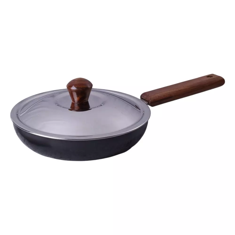 Wonderchef Ebony Fry Pan with Lid 24 cm 1.75 L Aluminium Black, 63152887