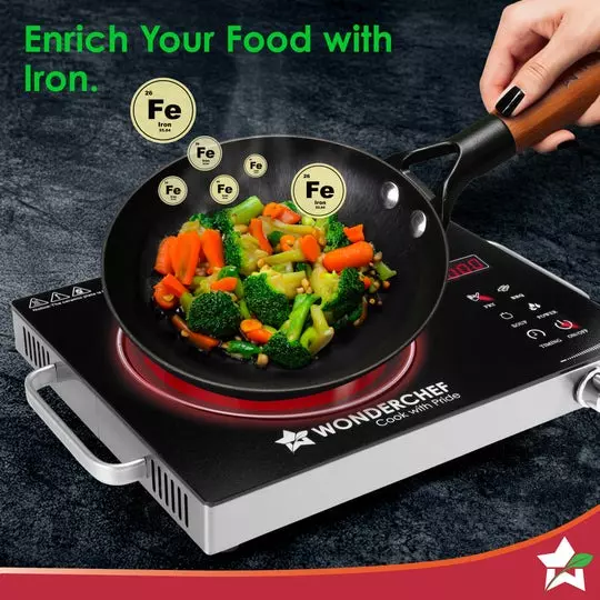 Wonderchef Ferro Fry Pan 18 cm Cast Iron Non-Toxic, Chemical-Free Black, 63155157