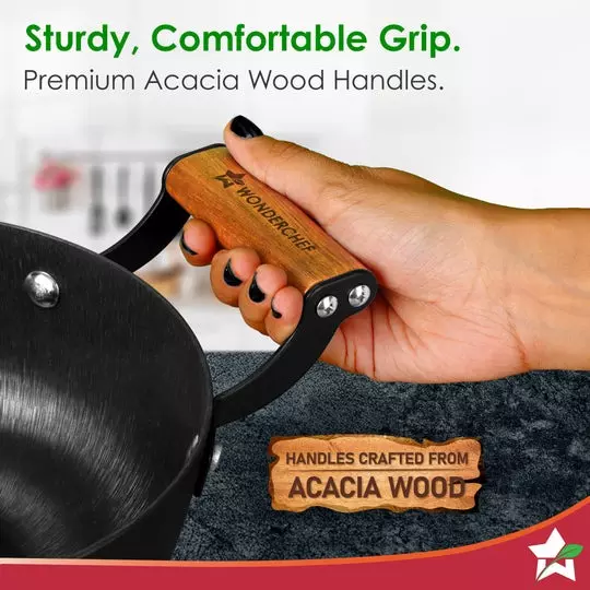 Wonderchef Ferro Deep Kadhai 18 cm Cast Iron Non-Toxic, Chemical-Free Black, 63155160