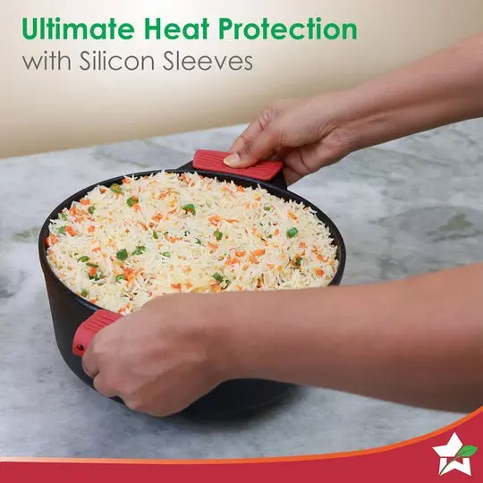 Wonderchef Forza Pre Seasoned Casserole with Lid 25 cm 4.7 L Cast Iron Black, 63153475