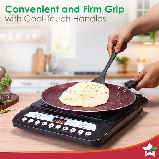 Wonderchef Bandhan Dosa Tawa, Fry Pan & Kadhai with Glass Lid Non-Stick Pure Grade Aluminium Red and Purple, 63155080 (4 Pcs Set)