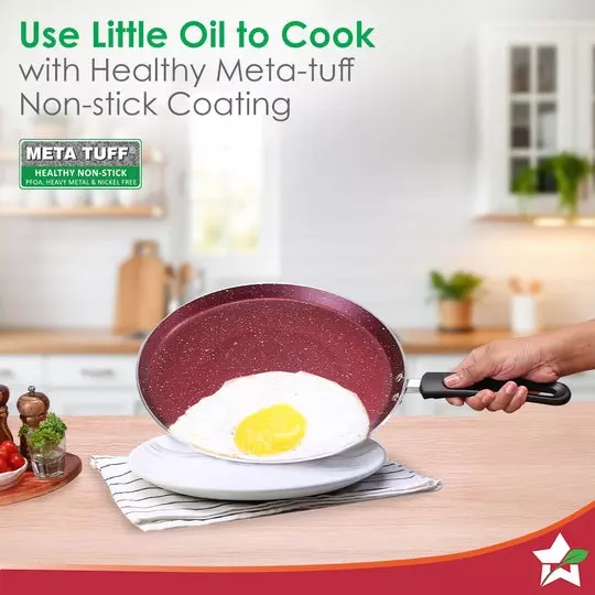 Wonderchef Bandhan Dosa Tawa, Fry Pan & Kadhai with Glass Lid Non-Stick Pure Grade Aluminium Red and Purple, 63155080 (4 Pcs Set)