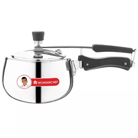 Wonderchef Nigella 2 L Pressure Cooker with Inner Lid Triply Stainless Steel Chrome ISI Certified, 63155039