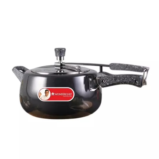 Wonderchef Taurus 8 L Pressure Cooker with Inner Lid Hard Anodized Black & Chrome, 63153492