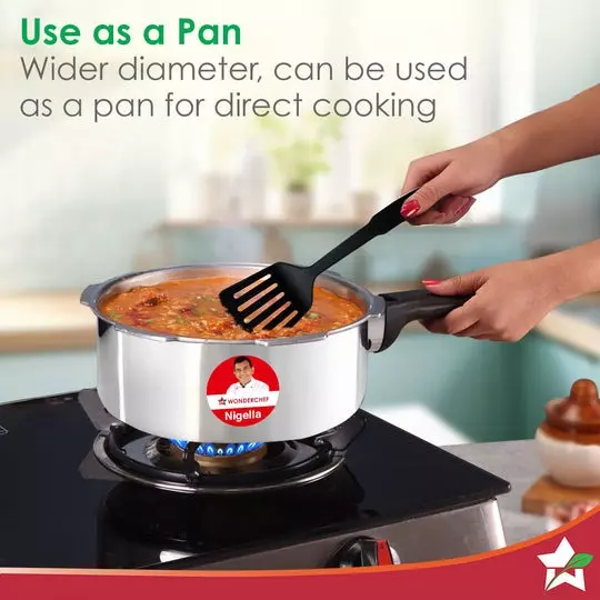 Wonderchef Nigella 2 L Pressure Cooker with Outer Lid Triply Stainless Steel Chrome ISI Certified, 63155036