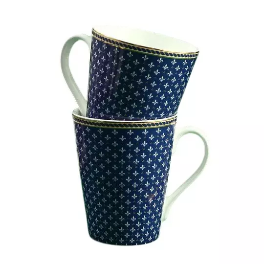 Wonderchef Sicilia Coffee Mug 357 ml Fine Bone China Royal Blue, 63154686 (2 Pcs Set)