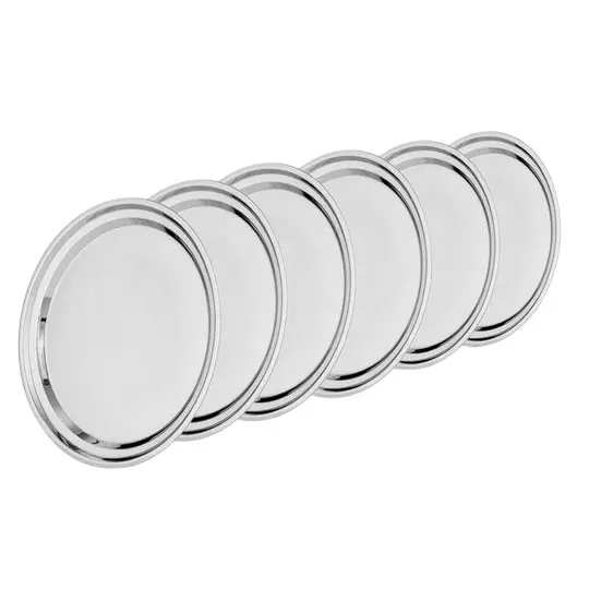 Wonderchef Venice Plate Set 28 cm (11 inch) Stainless Steel Chrome, 63155000 (6 Pcs Set)