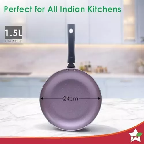 Wonderchef Valencia Fry Pan 24 cm 1.5 L Non Stick Pure Grade Aluminium Purple, 63154667