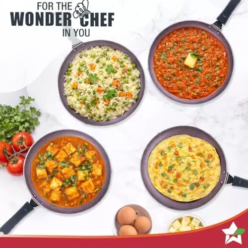 Wonderchef Valencia Fry Pan 24 cm 1.5 L Non Stick Pure Grade Aluminium Purple, 63154667