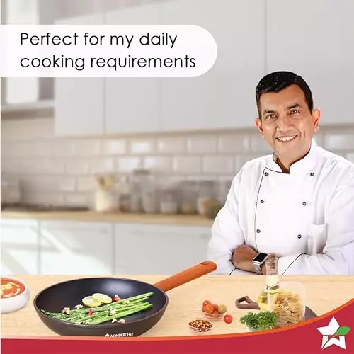 Wonderchef Caesar Fry Pan 24 cm 1.8 L Greblon C3 Non-Stick Virgin Aluminium Black, 60018304