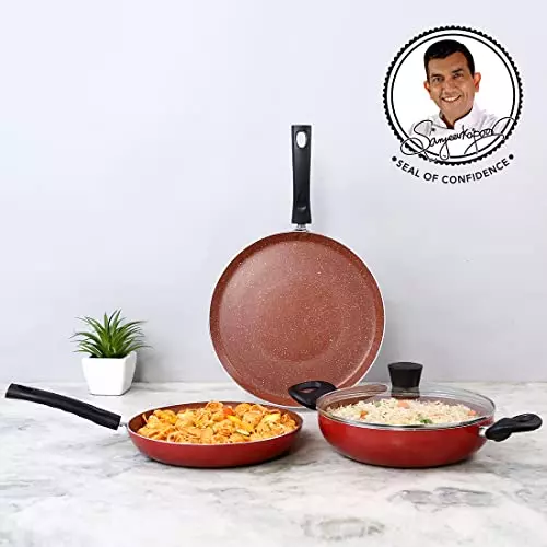 wonderchef-tivoli-dosa-tawa-fry-pan-kadhai-with-glass-lid-non-stick-virgin-aluminium-red-63154455-4-pcs-set